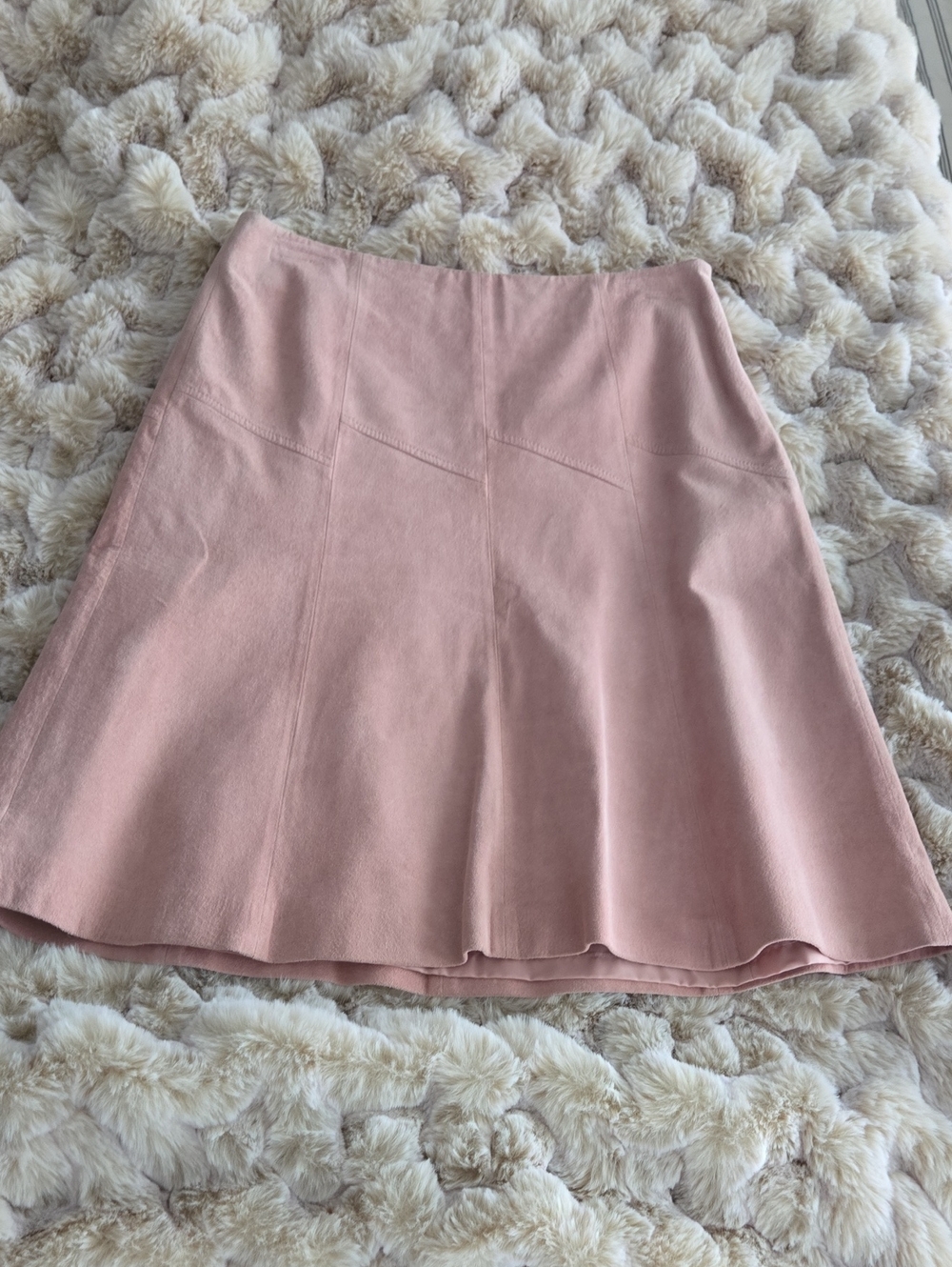 New Ann Taylor Loft Blush Pink Leather Suede A Line Skirt 4 Western Boho Fall